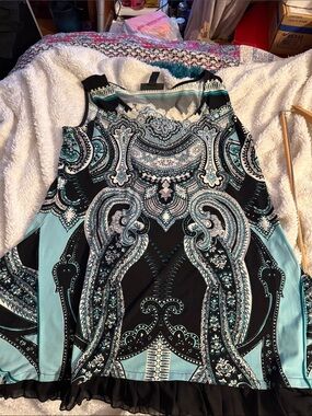 Style & Co. Petite Blue and White Patterned Top